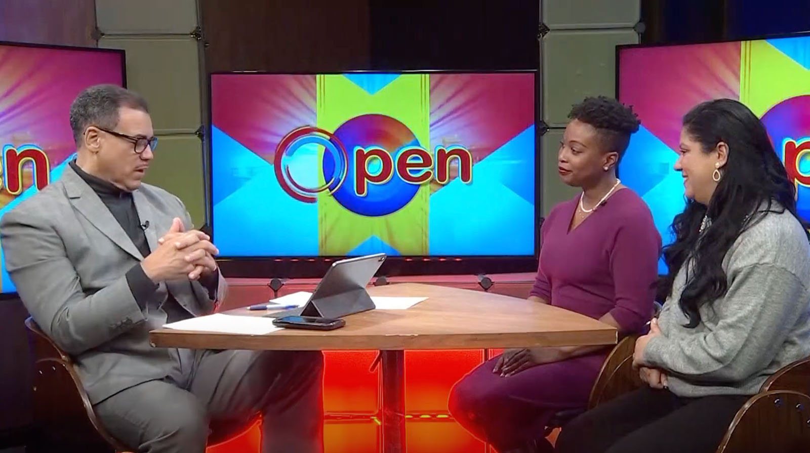 Melisha Jackman and Caliz Diaz on the set of Open with Dr. Bob Lee